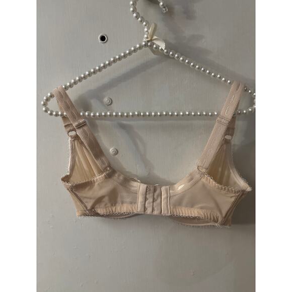 Felina Sweet Revenge 34DDD Wired Bra Beige Ribbon Polka Dot Full Coverage - Picture 2 of 12